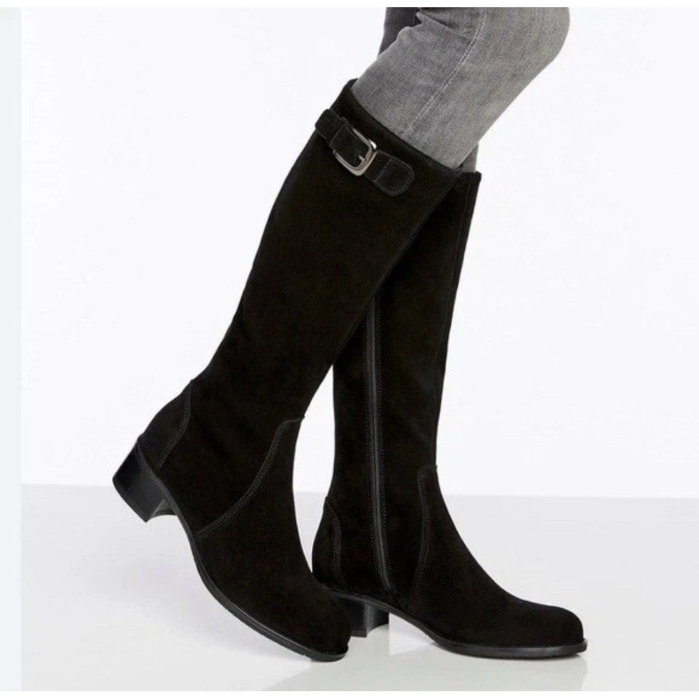 LA CANADIENNE Henley Black Suede Knee-High Boots Waterproof Women's US 5